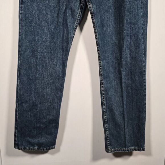 Wrangler Denim Jeans Mens 34x32 Dark Wash Loose Fit Western Casual Cowboy - Picture 4 of 13